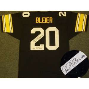  Rocky Bleier Signed Steelers Black Jersey Inscribed 