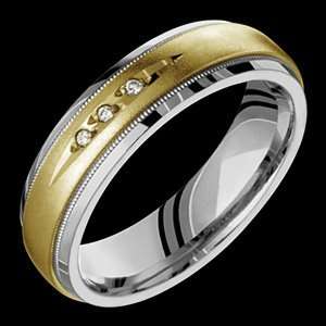 Diapora   size 11.50 Titanium Ring with 14K Yellow Gold Design & Three 