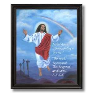 com Jesus Christ Open Arms Heaven Religious Picture Black Framed Art 