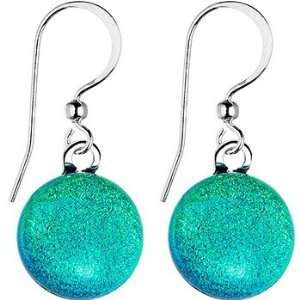    Handcrafted Temptatious Teal Dichroic Glass Earrings Jewelry