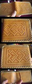 Vtg 1960s Mens LEATHER WESTERN HAND MADE TOOLED WALLET +++Smokey 