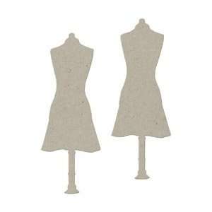  Fabscraps Die Cut Grey Chipboard Embellishments Apron Mannequin 