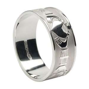  Mens Extra Wide Claddagh Wedding Band   Size 9.5   Silver 