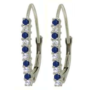  14k Gold Leverback Earrings with Genuine Diamonds 