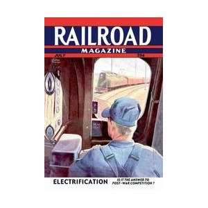  Railroad Magazine Electrification 1944 12x18 Giclee on 
