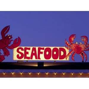  Seafood Sign at Night, Cape Breton, Nova Scotia, Canada 