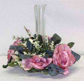 PINK MAUVE Roses CANDLE RING Silk Wedding Flower  