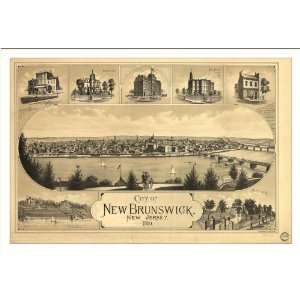  Historic New Brunswick. New Jersey, c. 1880 (M) Panoramic 