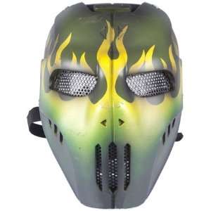Limited Edition Rlux Custom Airsoft Wire Mesh Green Flame Mask 