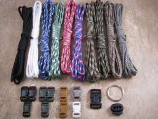 550 Paracord Survival Bracelet Camo Master Kit 100 Feet 10 colors w 