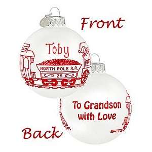  Personalized Red Grandson Glass Ornament
