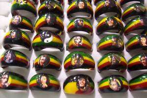 Lot 50 ACRYLICS RASTA RINGS *BOB MARLEY* *Made in Peru*  