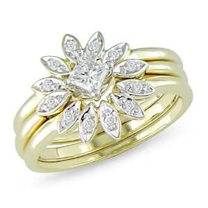 10K Yellow Gold 1/4 CT TDW Princess Diamond Engagement Ring (G H, I2 