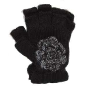 San Diego Hat Company Womens Fingerless Gloves Black & White Flower 