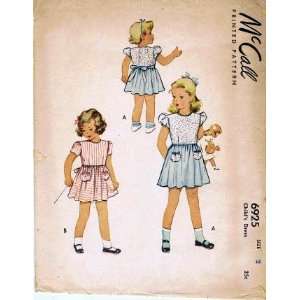  McCall 6925 Sewing Pattern Toddler Girls Puff Sleeve Dress 