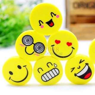 Cute 4 Smiling Face Pencil Eraser Rubber Stationery  