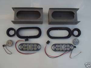 CLEAR RED LED 6 oval Light Mount Box Kit Trailer NO LIC  