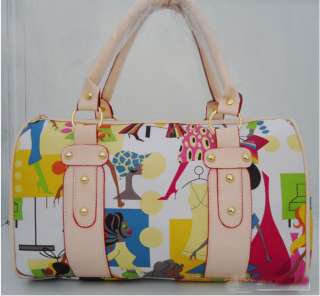 Women Fashion Girl Print PU Leather Bag Handbag Purse Shoppers Korean 