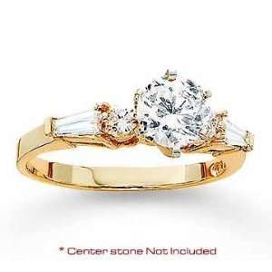   14k Yellow Gold Side Stone 1/5 Carat Diamond Engagement Ring Jewelry