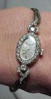 Vintage Ladies Movado White Gold Diamonds Watch  