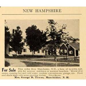  1913 Ad George D. Towne Manchester New Hampshire Farm 