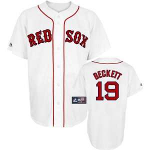 Josh Beckett Jersey Youth Majestic Home White Replica #19 Boston Red 