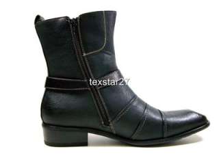 Mens Black D ALDO Dress Casual Boots Styled In Italy Cross Buckle 