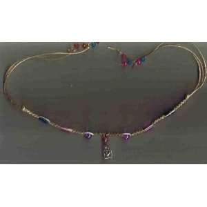  Hemp 6 bead Necklace with Heart Pendant 