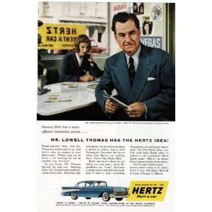 Hertz Rent A Car Vintage Ad   1950s (Mr. Lowell Thomas Has the Hertz 