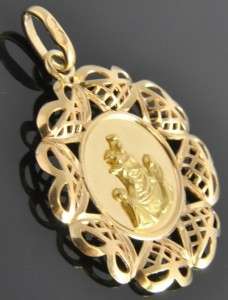 Italian Estate Vtg 18K Yellow Gold Holy Communion Religious Medal 