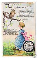 Clarks Mile End Spool Cotton, Wise Owl Trade Card  