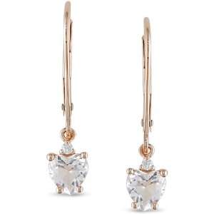  10k Pink Gold Morganite Diamond Acccent Earrings Jewelry