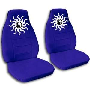 Dark blue Yin and Yang seat covers. 40/60 split seat covers for a Ford 