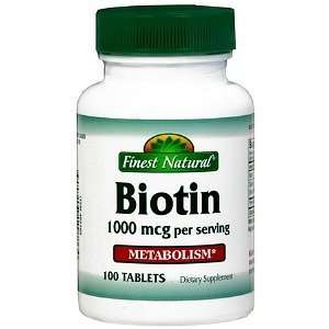  Finest Natural Biotin 1000mcg Metabolism Tablets, 100 ea 