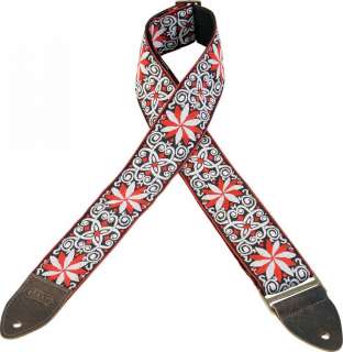 Levys Guitar Strap JIMI HENDRIX Red Flowers VINTAGE Woven Hippie 