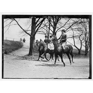    Mrs. Owen,two instructors,horseback riding in park