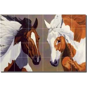 Harmony by Liz Mitten Ryan   Horses Equine Ceramic Tile Mural 17 x 25 