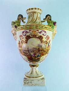 Antique Meissen Porcelain Hand Painted Vase early Augustus Rex mark 