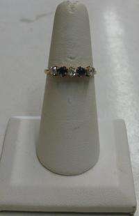 Vintage .41cts Mine Cut Diamond Sapphire 14k Band Ring  