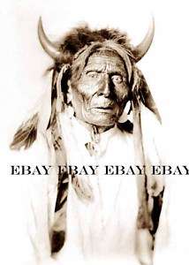   PHOTO OF NATIVE AMERICAN INDIAN CHIEF MEDICINE MAN WITH HORNS  