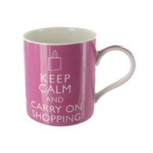 Keep Calm and Carry on Shopping Pink Fine China Mug Boxed 12 oz. Kent 