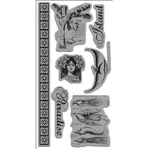  Graphic 45 Tropical Travelogue Acetate Cling Stamps 4X8 