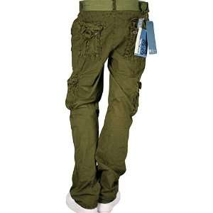 Jordan Craig Cotton Poplin Cargo Pants Straight Fit Army Green. Size 