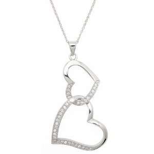  Double Heart CZ Necklace Jewelry