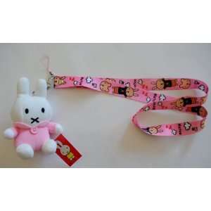  5 Pink Miffy Rabbit Plush Mascot with Lanyard Everything 