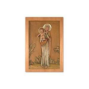  NOVICA Cedar relief panel, Holy Mary in the Orchard 