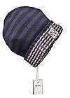 New IKKS Boys Stripe Knit Baby Hats Navy Blue Size 0T