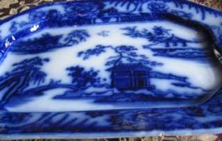 Antique Charles Meigh Staffordshire Flow Blue Platter Hong Kong 