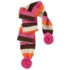 Womens Girls Knit Striped Winter Scarf Pink & Brown Per
