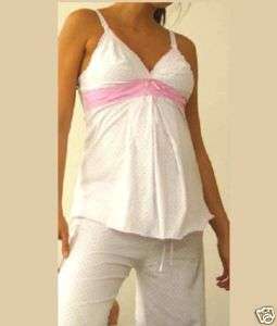   Blue or Pink Dot Cotton / Lace Lounge Maternity Babydoll S L  